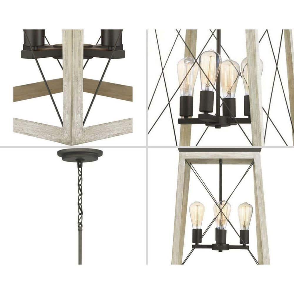 Briarwood Satin Nickel 4-Light Foyer Pendant with Vintage Charm