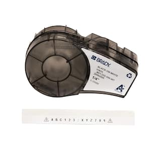 BMP21 Series Label Cartridge 0.25 in. W x 21 ft. L B595 Indoor/Outdoor Vinyl Cartridge, Black on White Labels