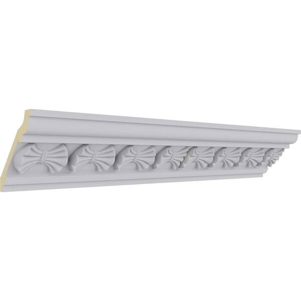 Ekena Millwork 3-1/8 in. x 3-1/8 in. x 94-1/2 in. Polyurethane Butterfly Crown Moulding