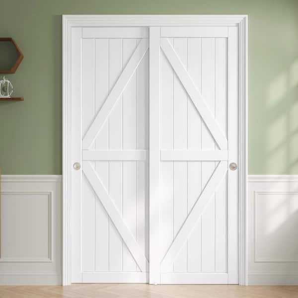 easelife 60 in. x 80 in. K Shape Solid Core White Finished MDF