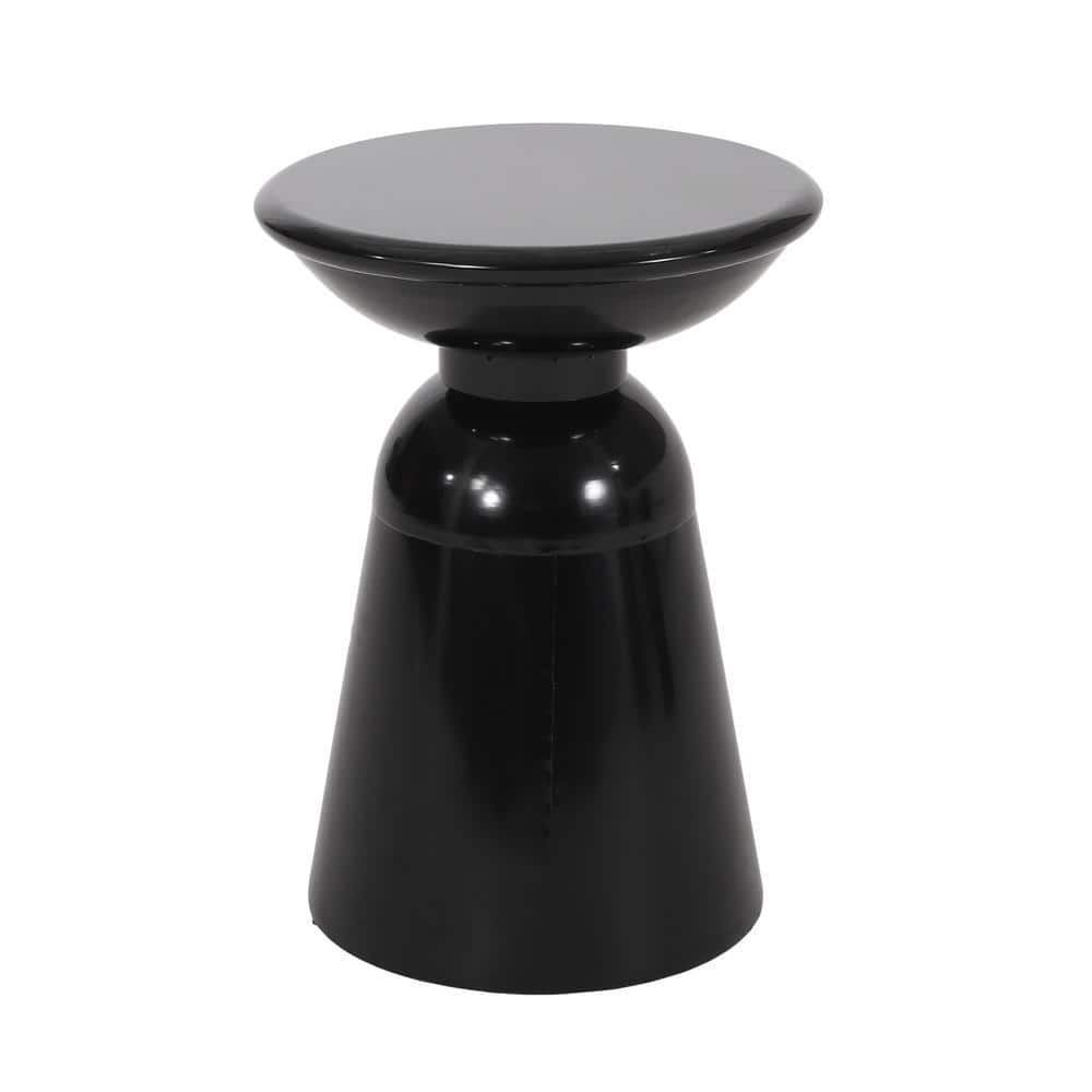 Black Metal Outdoor End Table Side Table, Large 15 in. Round
