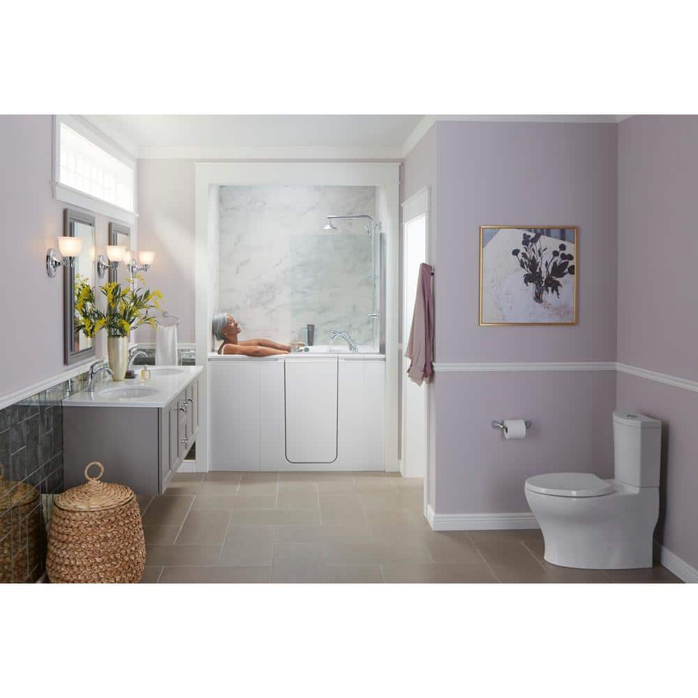 White Compact Dual-Flush Toilet Tank with Modern Curves