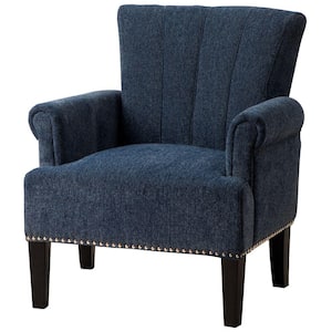 Blue Fabric Accent Chair with Channel Tufting