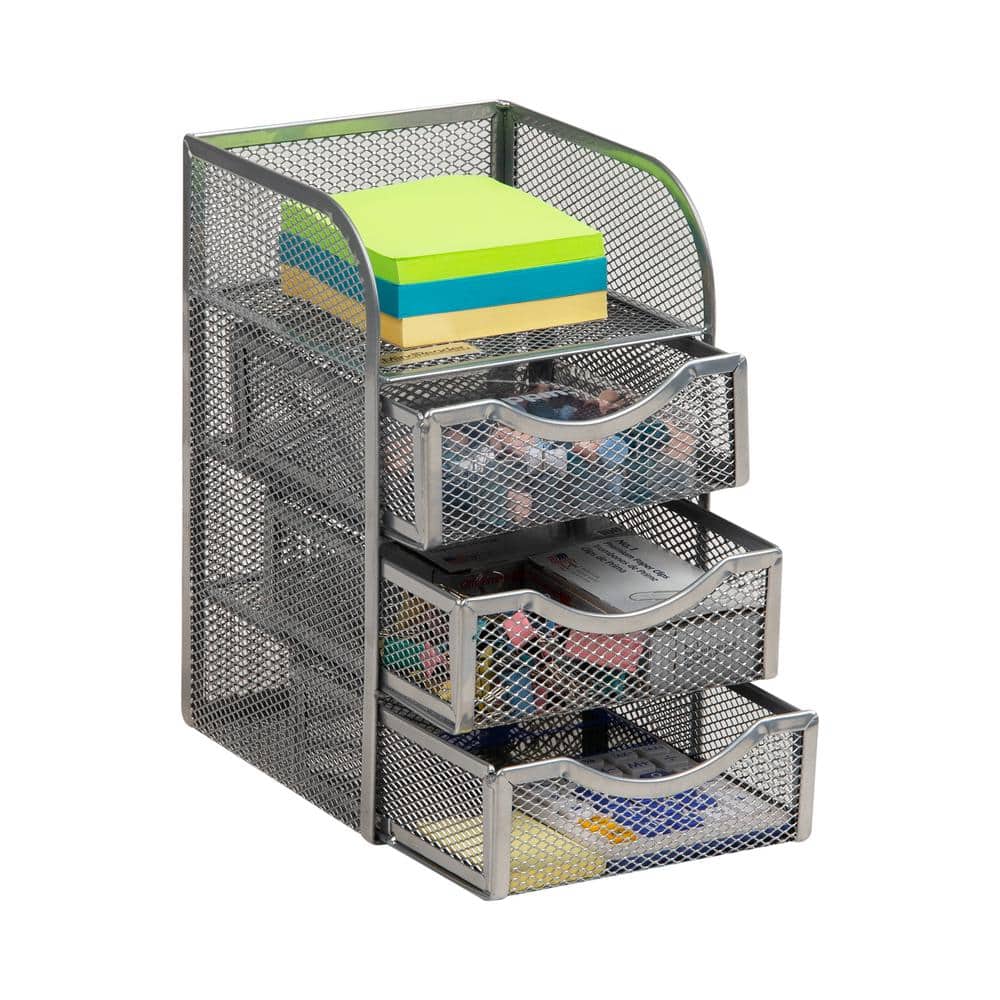 4.75 in. L x 5 in. W x 8 in. H Desktop Accessory Storage Paper Binder Clip Basket Metal, Silver price history on PriceWatchPro