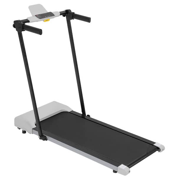 Gray Metal Foldable Electric Treadmill with Safety Key, LED Display, Pad/Phone Holder and Inclines