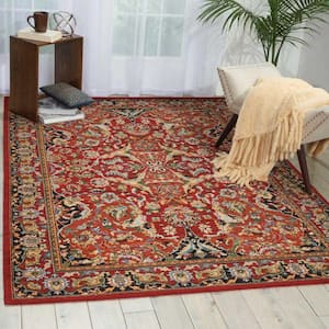 Timeless Red 9 ft. x 12 ft. Bordered Traditional Area Rug