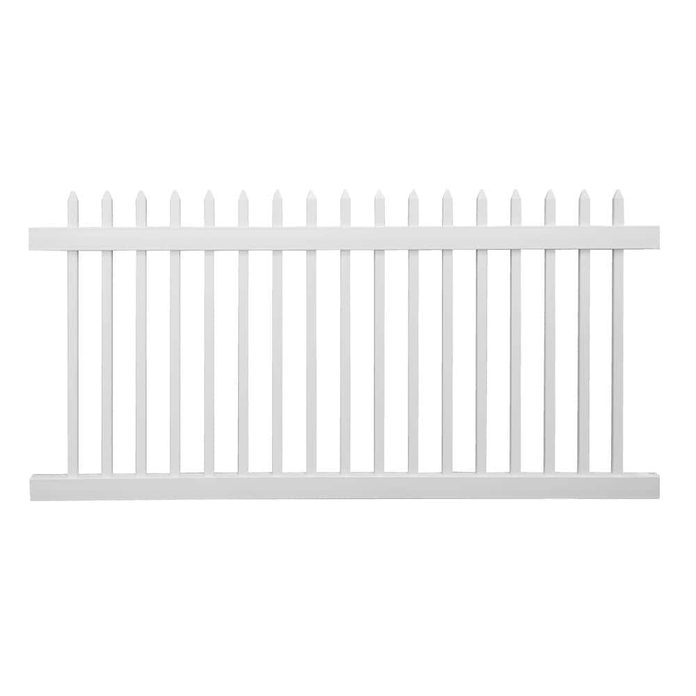 Weatherables Abbington 5 Ft H X 8 Ft W White Vinyl Picket Fence Panel