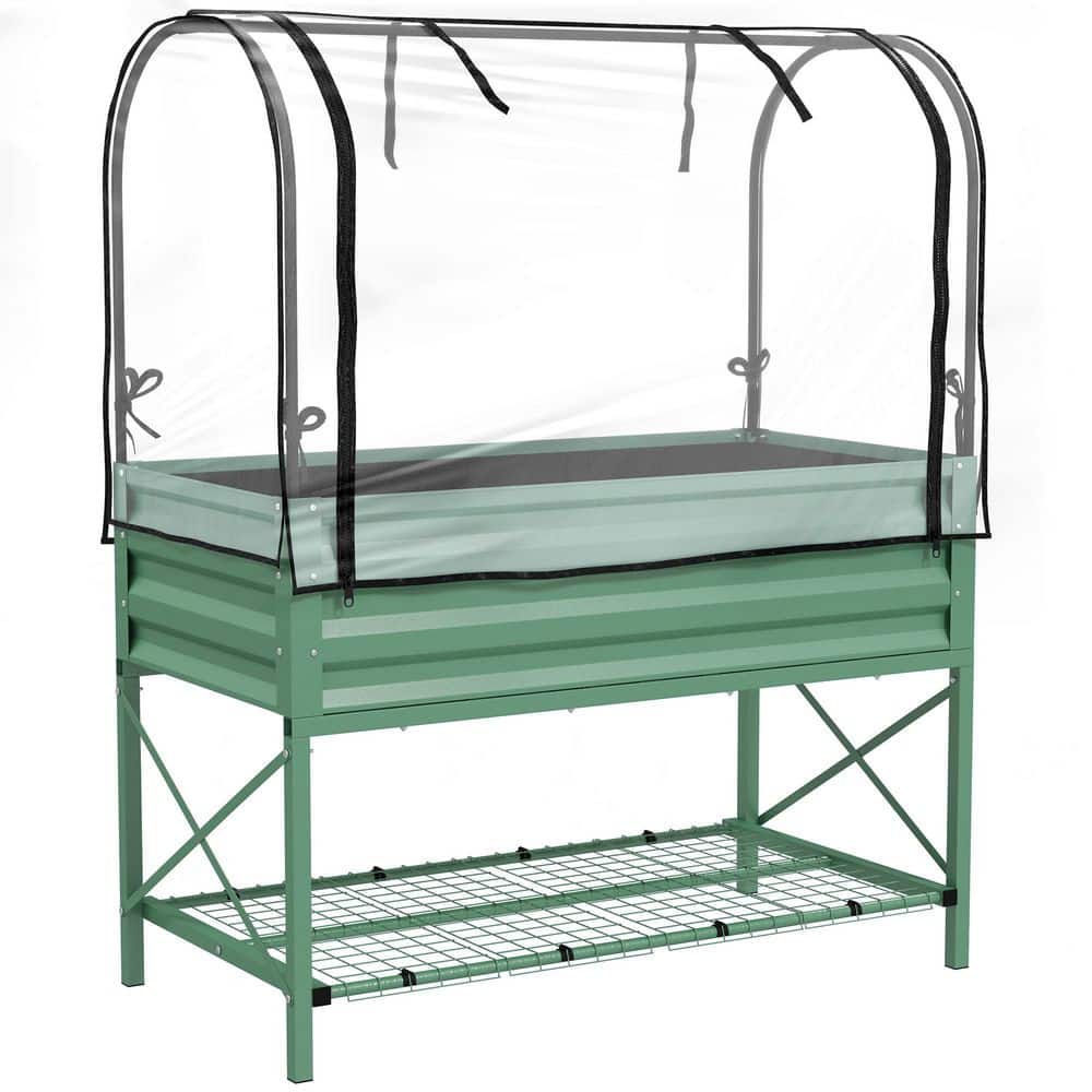 41 in. x 20.5 in. x 10.25 in. Raised Garden Bed with Cover and Storage Shel