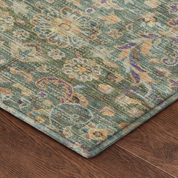 Mayfield Premium Machine Washable Abstract AMF2485 Basil 8 ft. x 10 ft. Area Rug