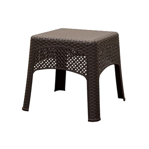 Adams Brown Square Woven Resin 18 in. Outdoor Side Table (2 Pack)