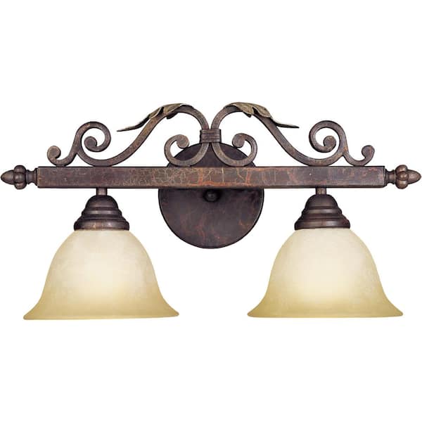World Imports Olympus Tradition Collection 2-Light Crackled Bronze with Silver Bath Bar Light
