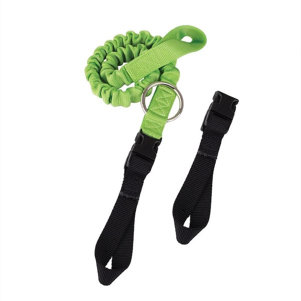 RNA Double Raider Chainsaw Lanyard with Carabiners - Neon Green Heavy-Duty Built-In Bungee Cord, Arborist Gear