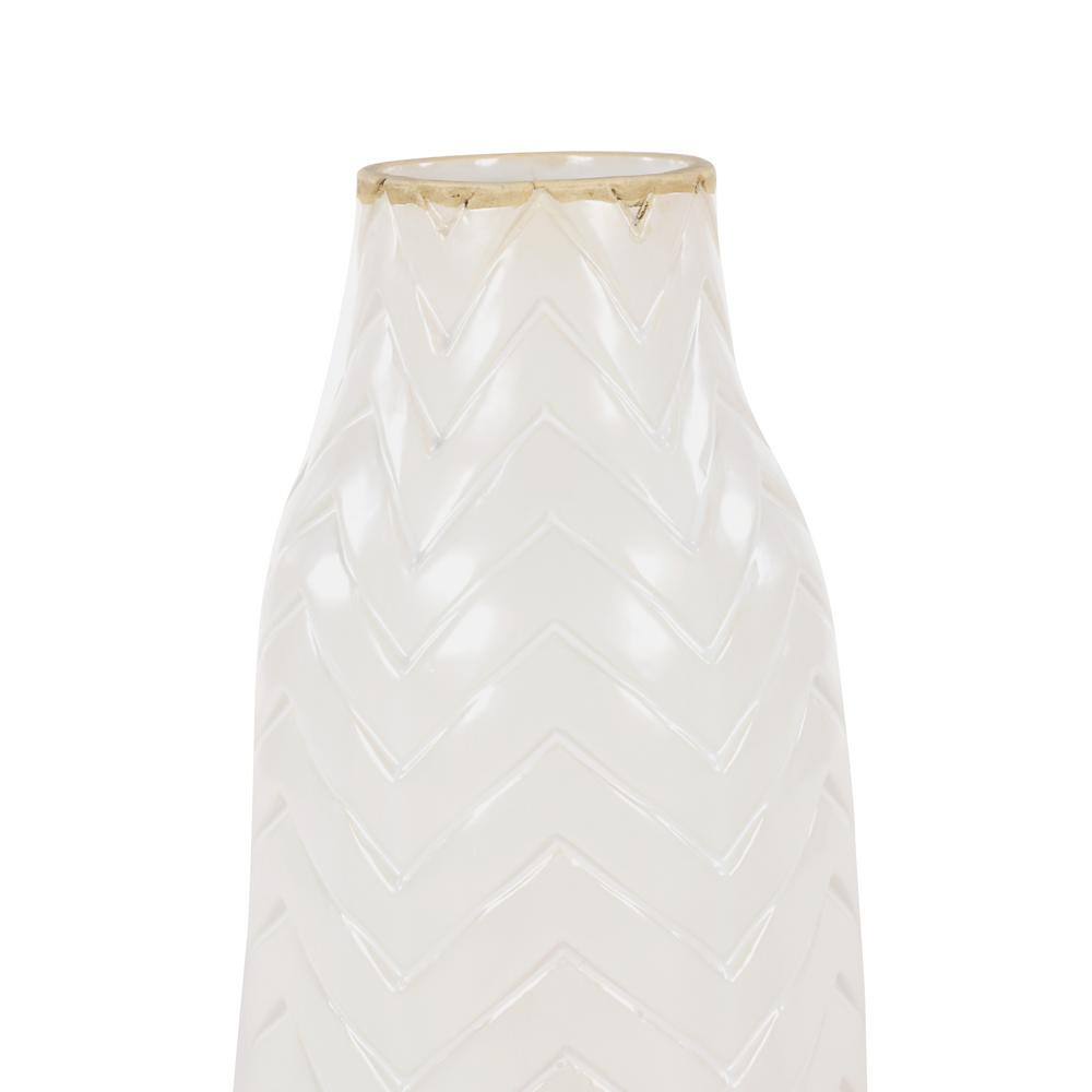 Medium White and Light Brown Porcelain Decorative Table Vase