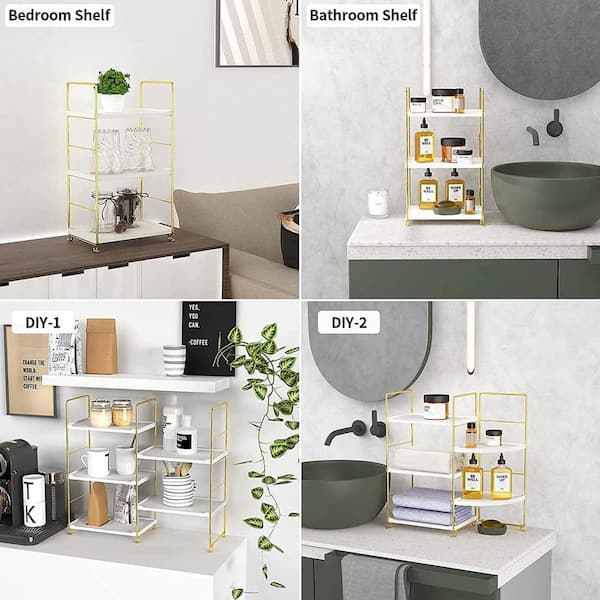Dyiom Kitchen Countertop Organizer Counter Shelf 2-Tier Separable Corner Shelf for Kitchen and Bathroom