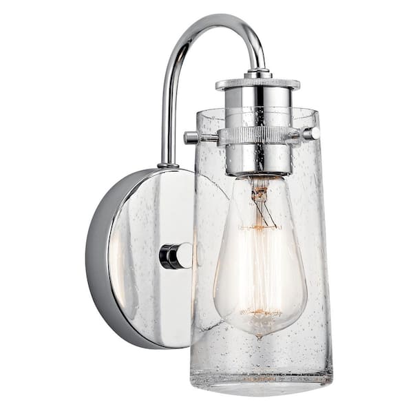 Braelyn 1-Light Chrome Bathroom Indoor Wall Sconce Light with Clear Seeded Glass Shade