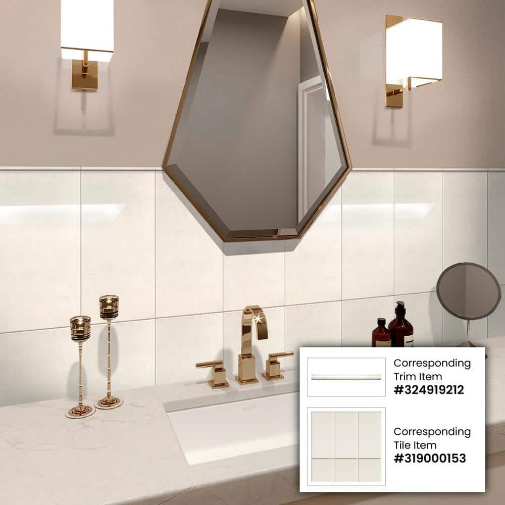 24" x 12" Polished White Marble Look Wall & Floor Tile