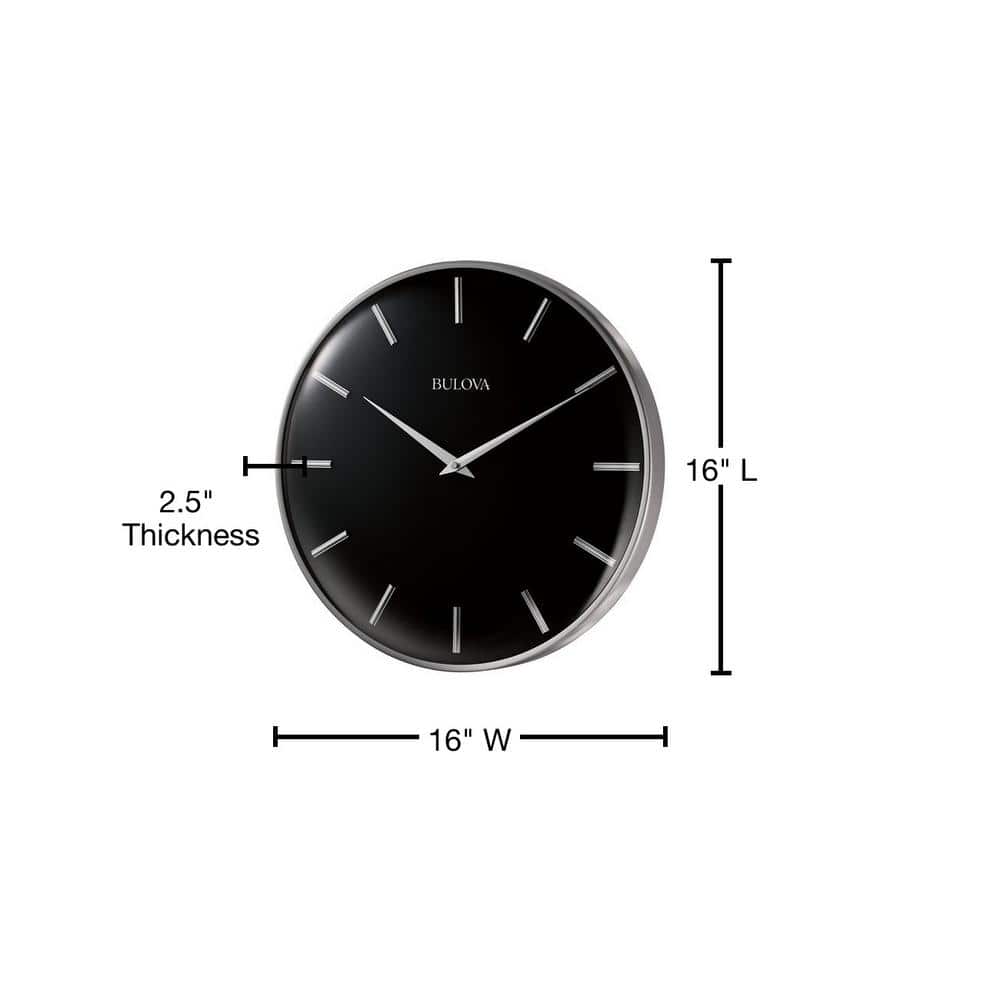 Bulova 16-Inch Black and Silver Metal Wall Clock