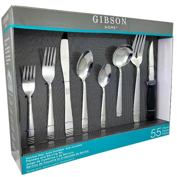 Gibson Home Palmore Plus 55-Piece Stainless Steel Flatware Set (Service for 8)