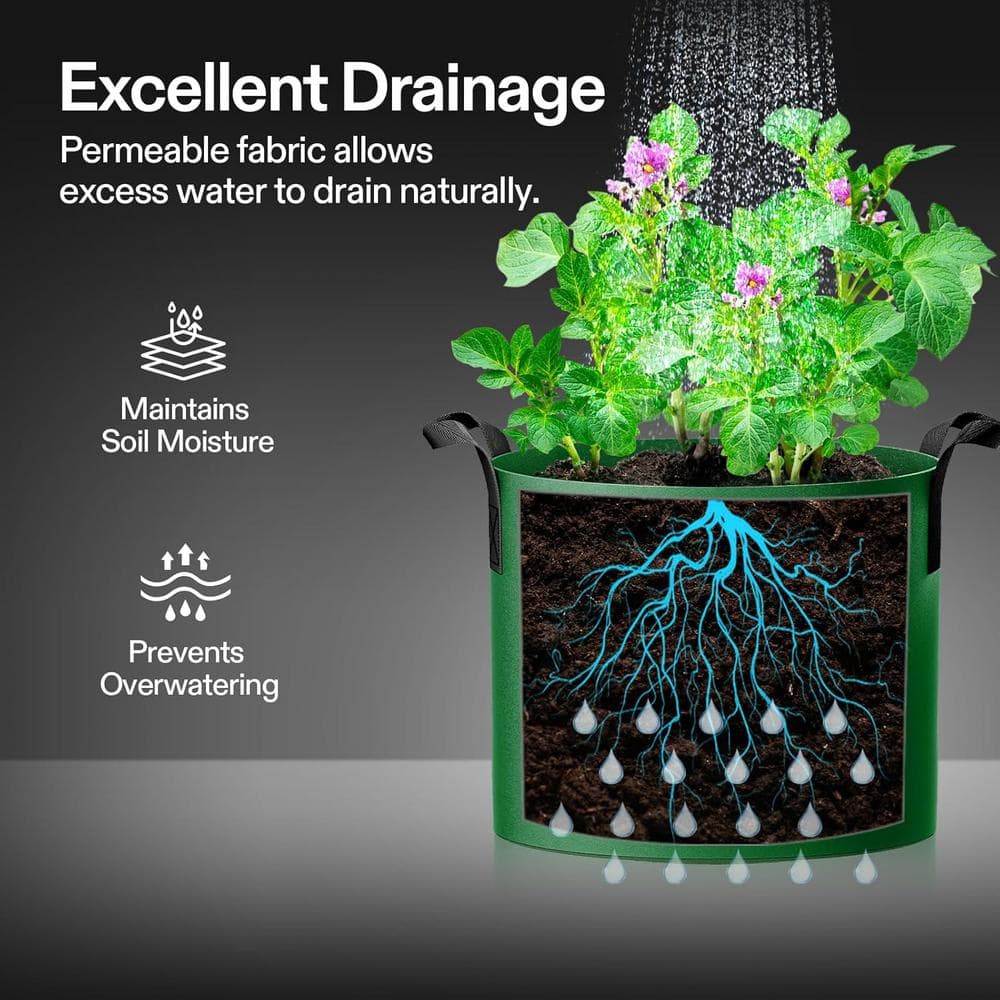 Colorful Nonwoven Fabric Indoor Grow Bags with Handles (5-Pack)
