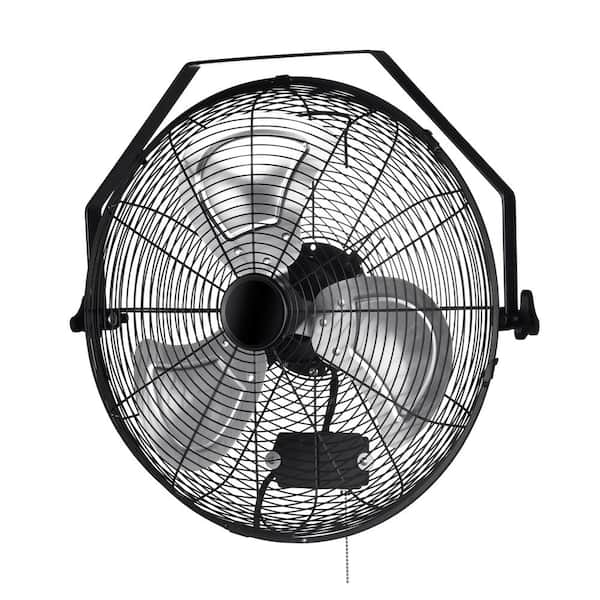 High Velocity Air Circulator 18 in. 3 Fan Speeds Wall Fan in Black, Industrial/Commercial Metal Ventilation Fan
