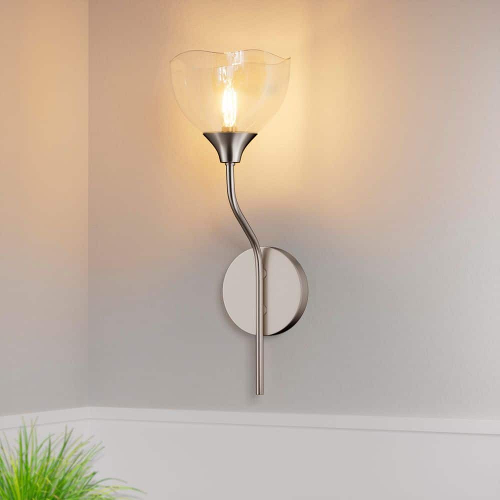 6.25 in. 1-Light Brushed Nickel Modern Dimmable ETL Vanity Light with Clear Glass Shade price history on PriceWatchPro
