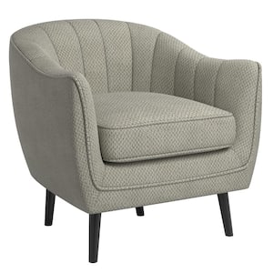 Grey Mid-Century Modern Channel-Tufted Accent Chair With Removable Cushion Cover