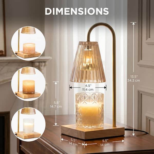 Litehaus Brown Amber Glass Dimmable Candle Warmer Lamp LH-CW121