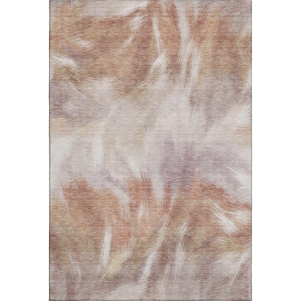 Mayfield Premium Machine Washable Abstract AMF2096 Copper 5 ft. x 7 ft. 6 in. Area Rug