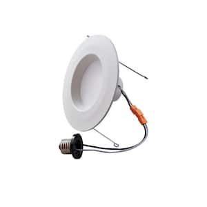 5 in./6 in. 2700K White Integrated Integrated LED Recessed Downlight Trim with Plain Baffle