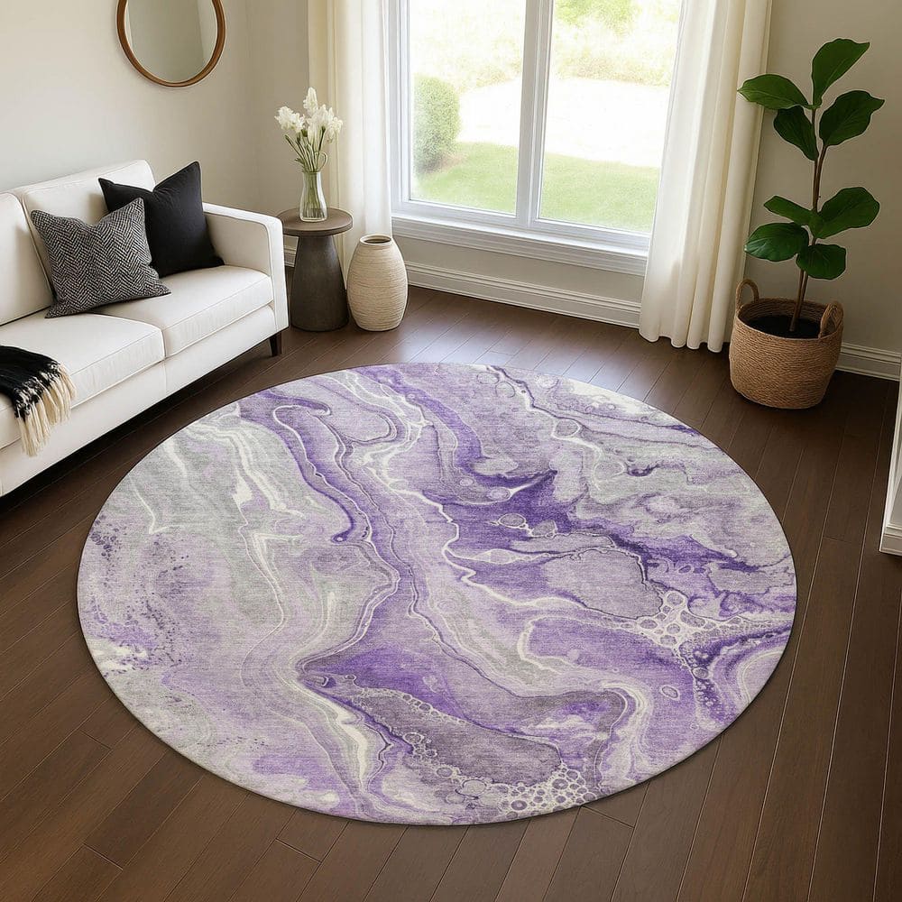 Addison Rugs Mayfield Premium Machine Washable Abstract AMF1681 Purple ...