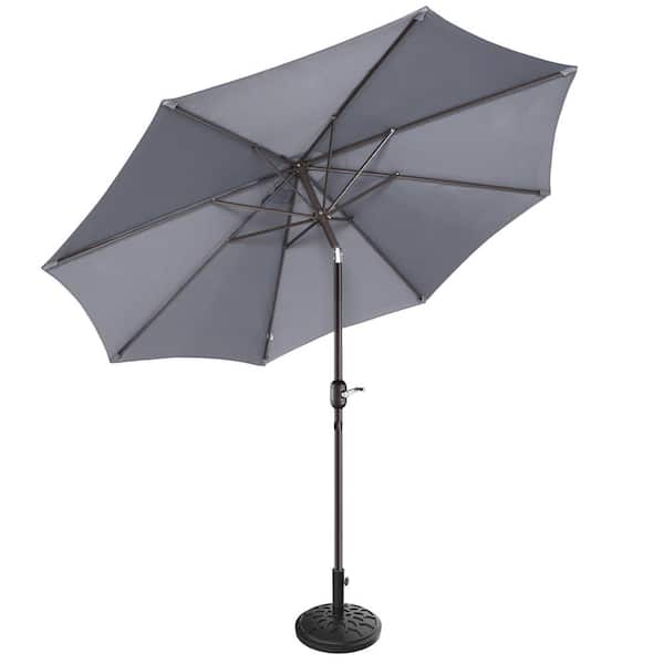 Villacera 9-Foot Outdoor Patio Umbrella with Base, Gray