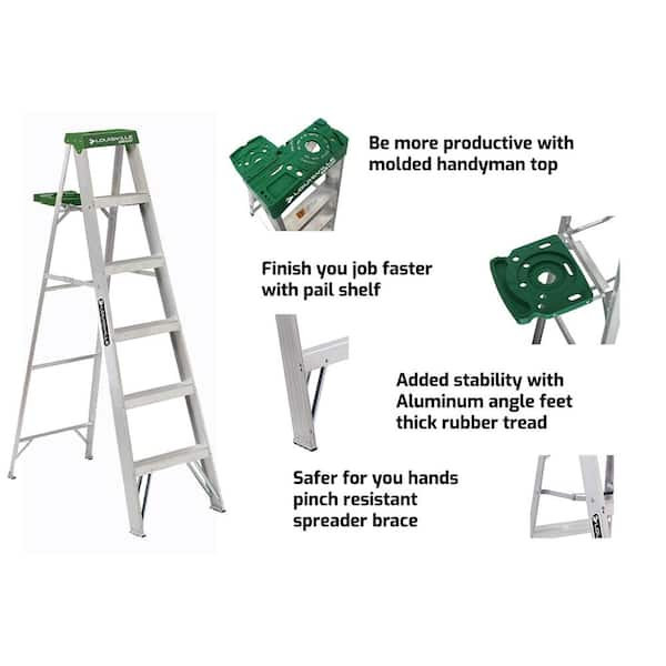 4' CROSS STEP FIBERGLASS LEAN LADDER TYPE 1A 300# CAPACITY V - Diamond Tool