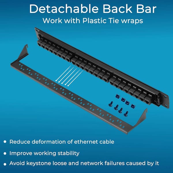 Lukyamzn 24 Port Cat6 Patch Panel with Inline Keystone 10G Support