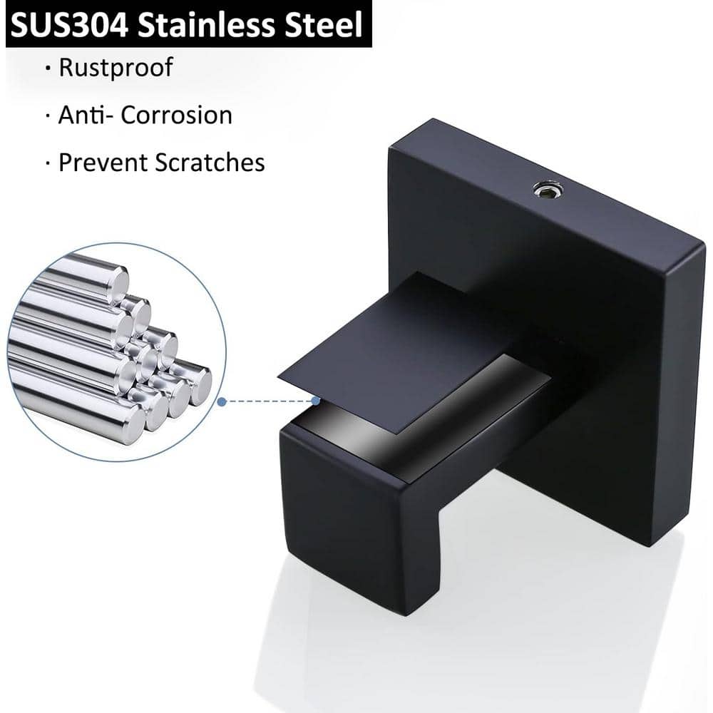 Matte Black Stainless Steel Bathroom Hardware Set, 24-inch Towel Bar