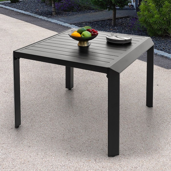 Nuu Garden Black Square Aluminum 35 in. Outdoor Dining Table with
