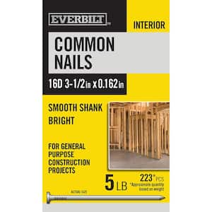 16D 3-1/2 in. Common Nails Bright 5 lbs (Approximately 223 Pieces)