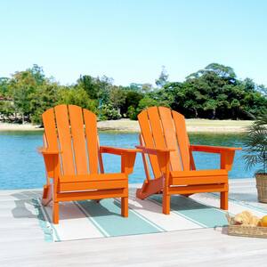 Addison Orange Outdoor Folding Plastic Adirondack Chair (Set of 2)