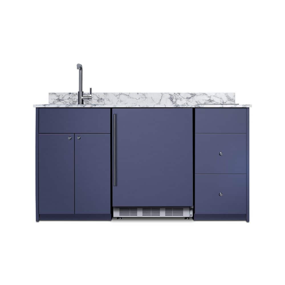 63 in. Compact Kitchen in Midnight Navy, ADA Compliant