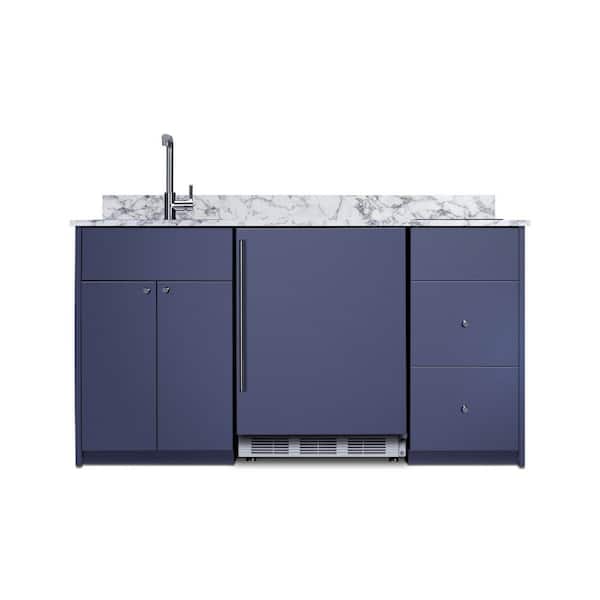 63 in. Compact Kitchen in Midnight Navy, ADA Compliant