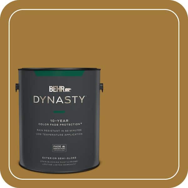 BEHR DYNASTY 1 gal. #320D-7 Victorian Gold Semi-Gloss Exterior Stain-Blocking Paint & Primer