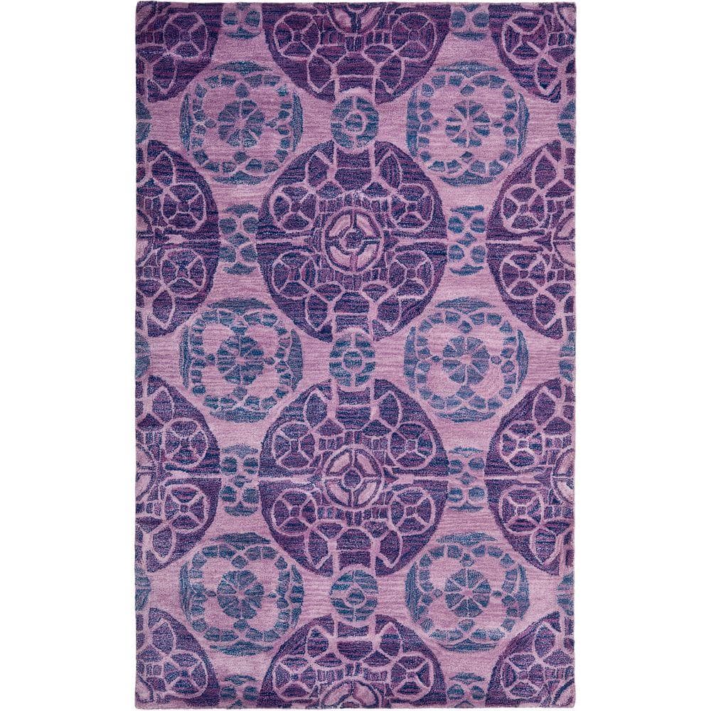 Purple Hand-Tufted Wool 4' x 6' Rectangular Area Rug