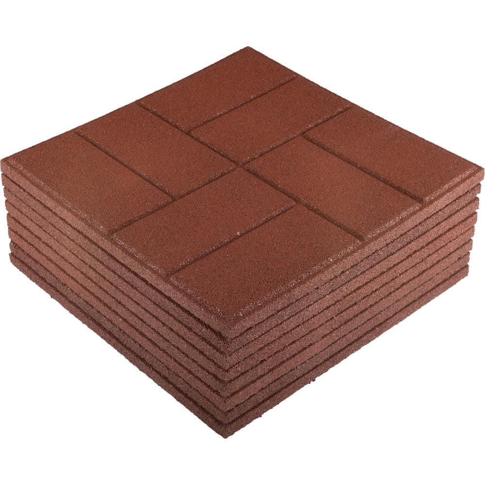 Pure Garden 5.33 ft. x 5.33 ft. Rubber Deck Tile in Brick Red (28 sq. ft.) (8-Pack)