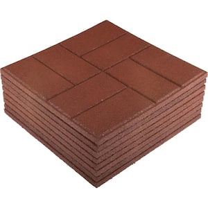 5.33 ft. x 5.33 ft. Rubber Deck Tile in Brick Red (28 sq. ft.) (8-Pack)