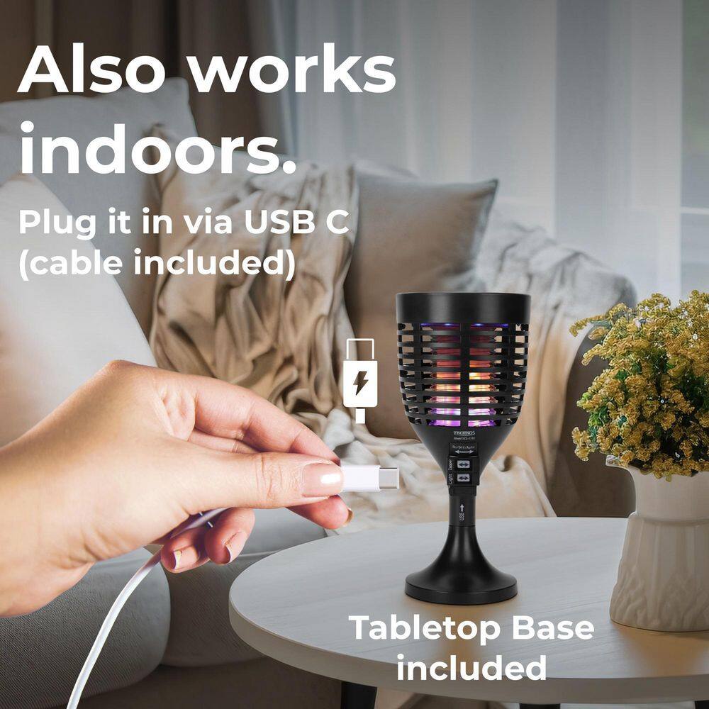 Solar Black Bug Zapper Torch with Easy-Clean Brush