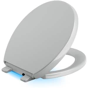 Reveal LED Nightlight Round Closed Front Toilet Seat in Ice Grey