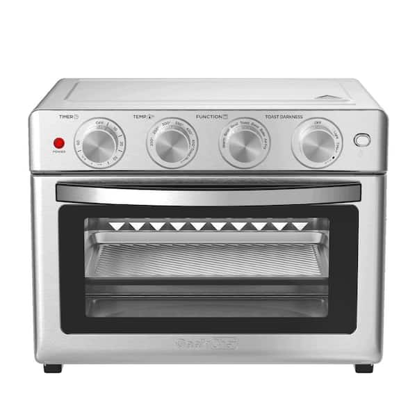 Amucolo Silver Stainless Steel 26 qt. Air Fryer Toaster Oven Combo with Accessories