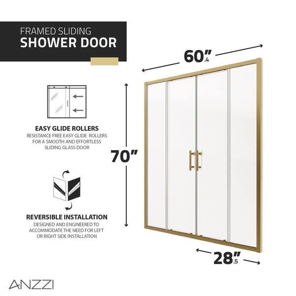 ANZZI SDHDX 59-60 in. x 70 in. Sliding Framed Shower Door in