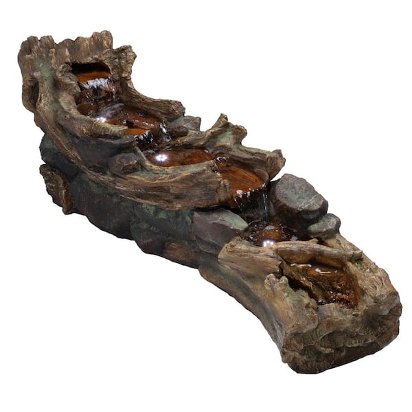 Alpine Corporation 20 in. Tall Indoor/Outdoor River Rapids Fountain with LED Lights