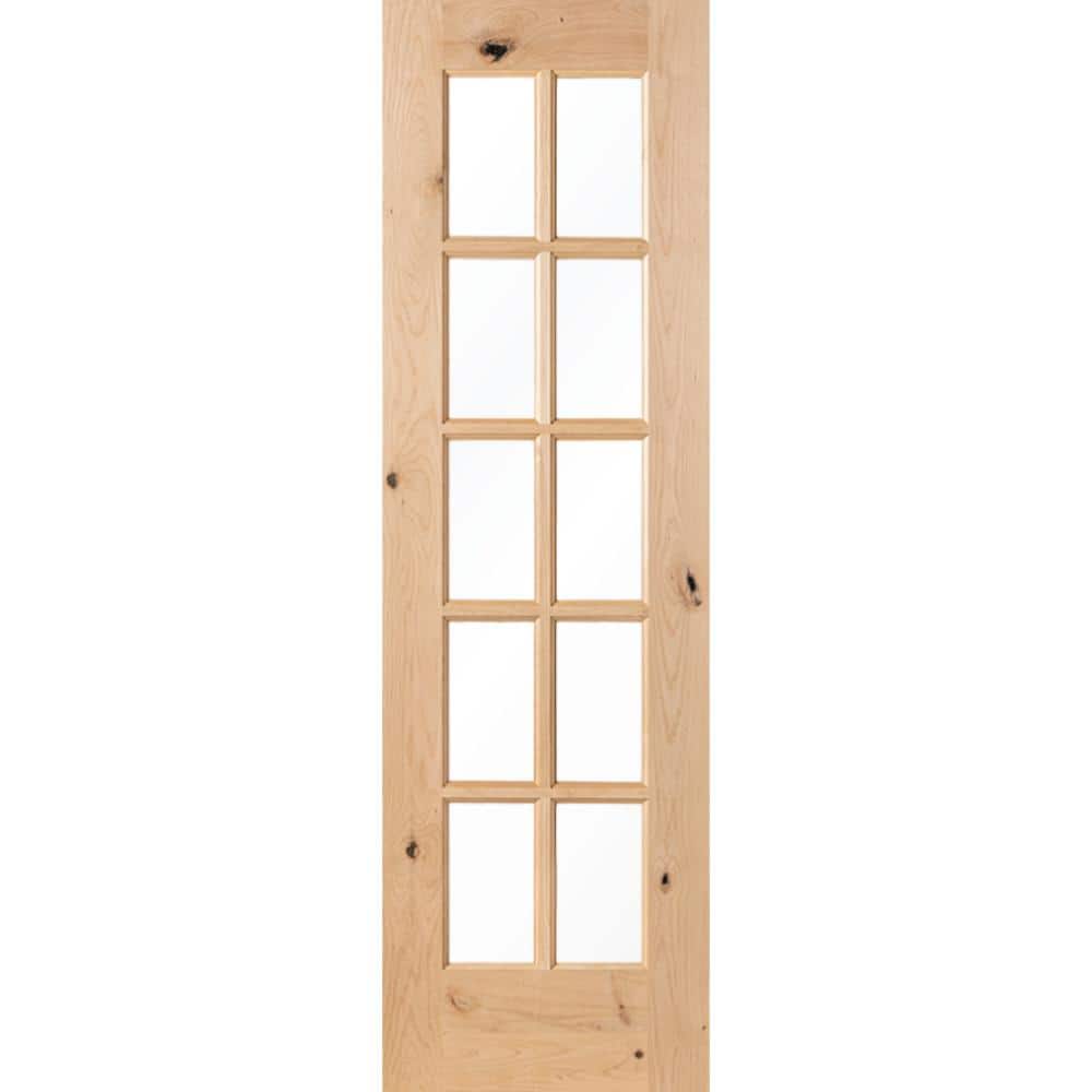 Krosswood Doors 24 in. x 80 in. Rustic Knotty Alder Wood 10-Lite Clear ...