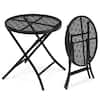 Karl home Black Patio Steel Folding Round Side Table K1G56001023